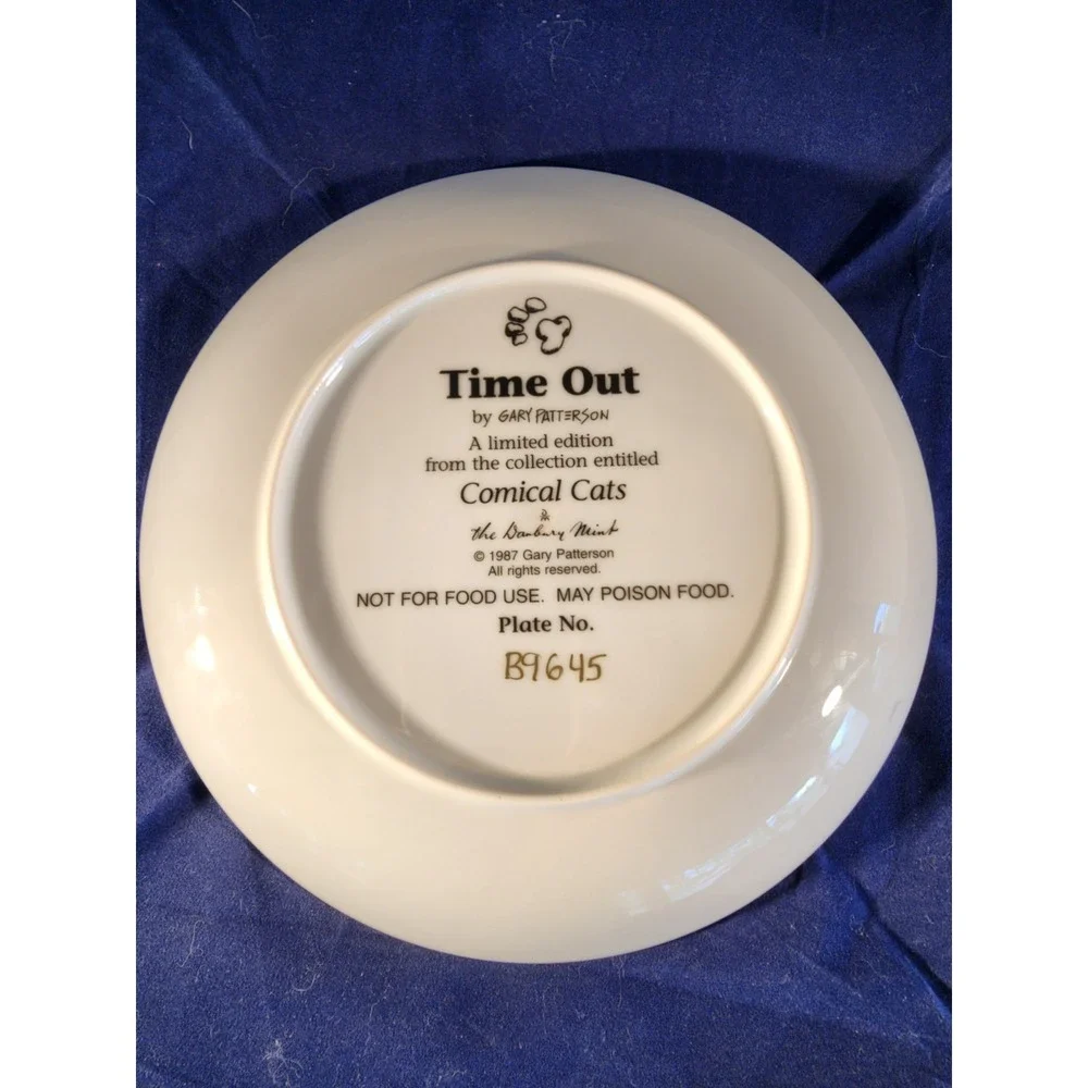 Gary Patterson Time Out Comical Cats Danbury Mint Collector Plate 1987 B9645